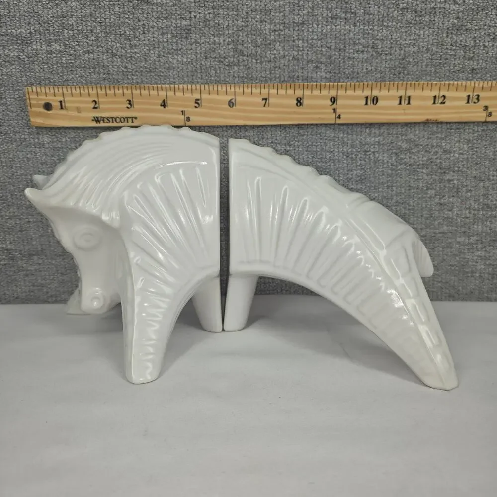 JONATHAN ADLER TAURUS BULL CERAMIC STATUE BOOKENDS – DISCONTINUED – MCM – RARE